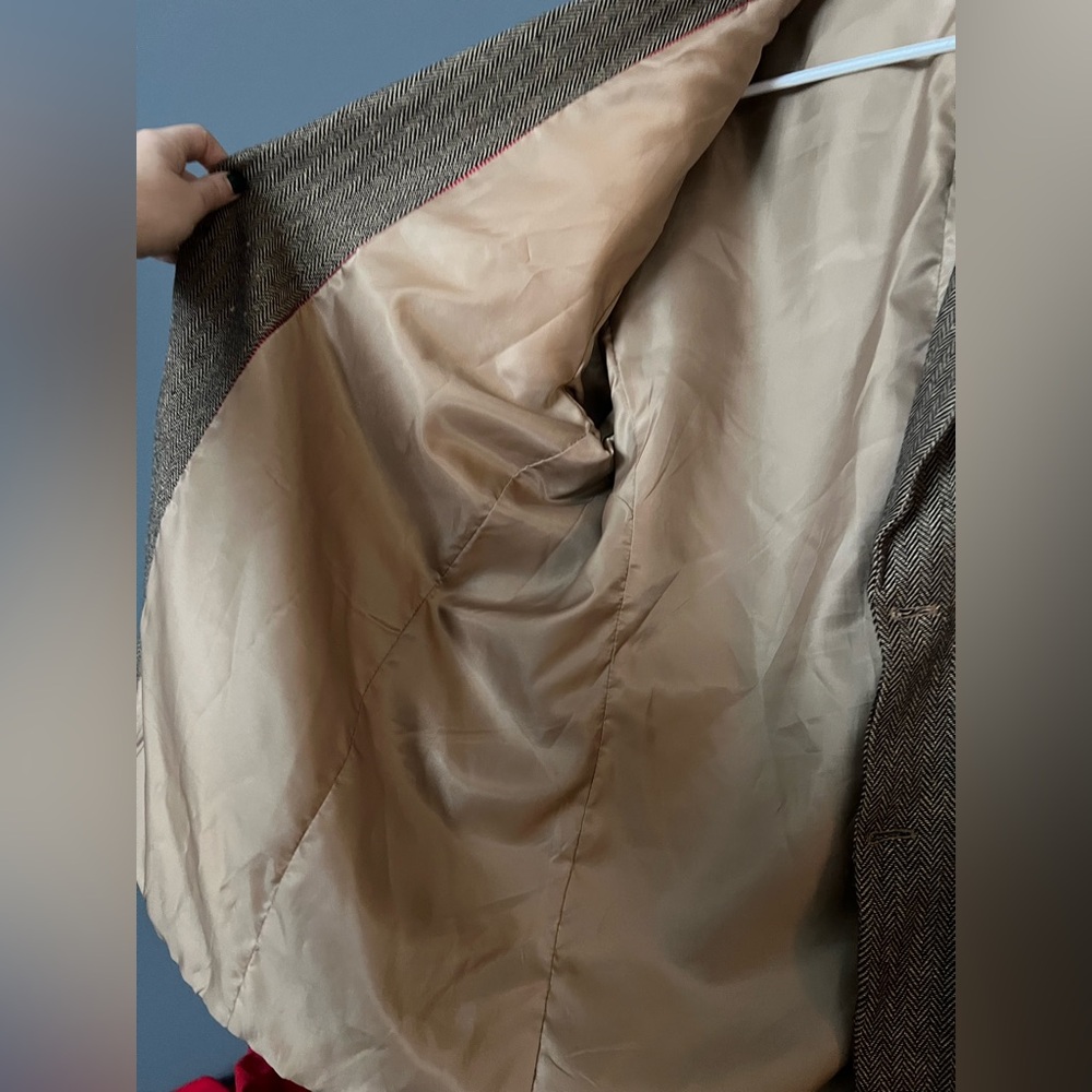 NWOT Mens Blazer Herringbone Tweed Jacket Two Button Wool Blend Sport Coat - Picture 5 of 14